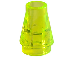 Cone 1 x 1 with Top Groove, Trans-Neon Green (4589b / 4567334 / 6172230 / 6301321)