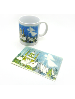 "Ангел над городом", подарочная кружка (300 мл) с авторским рисунком