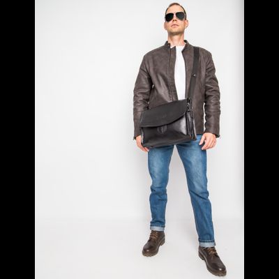 Кожаная сумка через плечо Albano black (арт. 5006-01)