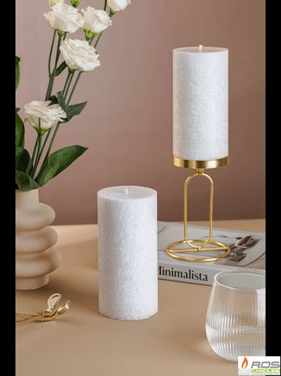 Свеча столбик белая не ароматизированная, 7,5*15см - 2шт