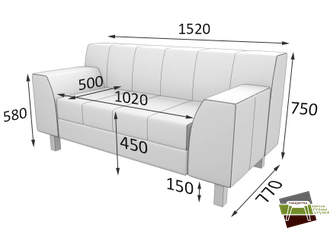 Fl2-2 ФЛАГМАН Диван двухместный (Ecotex 3001) черный