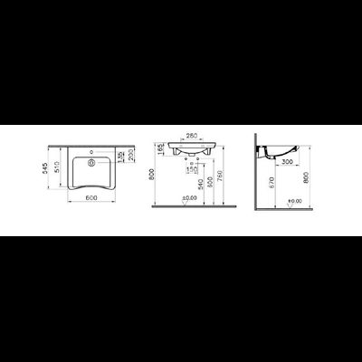 Раковина VitrA Conforma, 60 см (для людей с ограниченными возможностями), 5289B003-0001