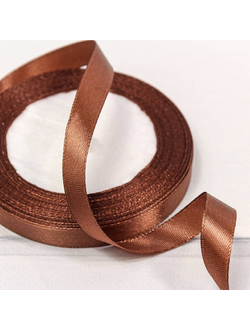Лента атласная 12мм (106, шоколад), 22,9м