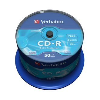 Носители информации CD-R, 52x, Verbatim Extra Protection, Cake/50, 43351