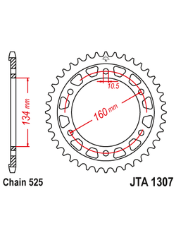 Звезда ведомая (42 зуб.) RK B5010-42 (Аналог: JTR1317.42, JTA1307.42) для мотоциклов Honda