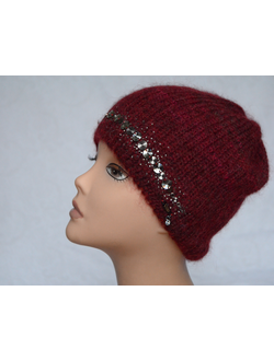Тонкая шапка женская Vizio Италия 5872 С бордовая фото