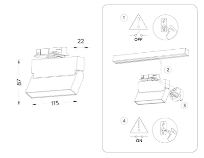 Трековый однофазный светодиодный светильник GL 6803 BK черный LED 6W 4200K 115*22*87
