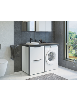 Тумба-умывальник "Лозанна-120 " белый глянец с антрацитовой столешницей с раковиной SanitaLuxe Art I