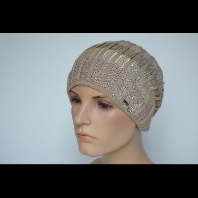 Берет демисезонный вязаный Vizio Италия 7046 бежевый