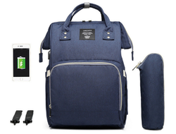 СУМКА-РЮКЗАК ДЛЯ МАМЫ LEQUEEN С USB (темно-синий)