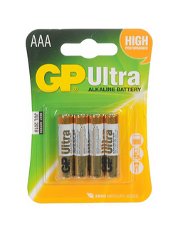 Батарейка AAA щелочная GP Ultra Alkaline LR03 в блистере 4шт