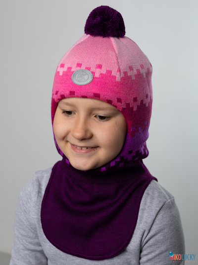 Шапка-шлем  20101-06, цвет сливовый,сиреневый,розовыйр. 48-50