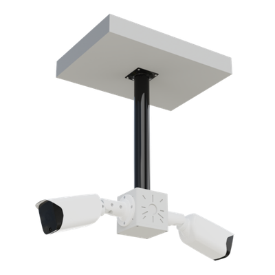 Комплект 2: BOXFORCAM Коробка с сегментом мачты.  Вынос 150 см. для монтажа видеокамер и элементов безопасности. (коробка чёрная/белая)