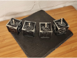Свеча "Кубики" черные с белым мраморные, 4 шт., 3 x 3 см