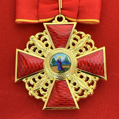 Орден Святой Анны 1-й степени, с бантом из муаровой ленты. Полноразмерная копия LUX! Лот № 92.