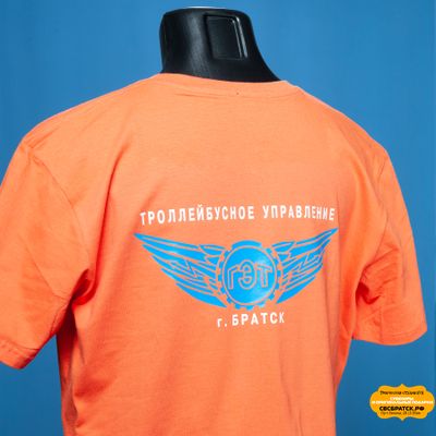 Футболка оранж хлопок (Унисекс) с печатью флекс