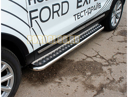 Защита порогов d57 с листом Slitkof для Ford Explorer 2015-2017