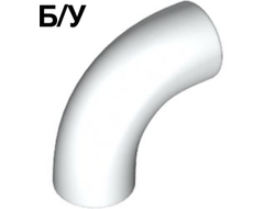 ! Б/У - Brick, Round Tube 1 x 1 d. 90 degrees Elbow Macaroni - No Stud - Type 2 - Axle Hole, White (25214 6194851) - Б/У