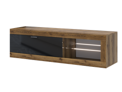 Гостиная ПРАГА - Тумба ТВ малая Дуб Делано/Черный глянец