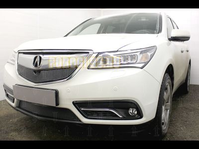 Защита радиатора Acura MDX III 2014- black верх PREMIUM