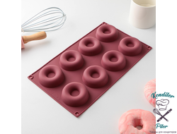 Форма для выпечки «Пончики», 29×17 см, 8 ячеек (d=6 см), цвет МИКС