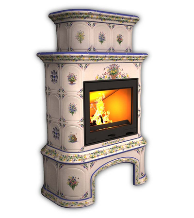 Изразцовый камин КимрПечь Прованс с дровником