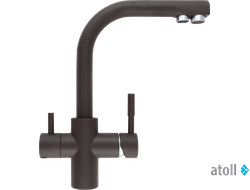 Кран комбинированный (хол/гор + питьевая) atoll NKD0212OB-L (шоколад)