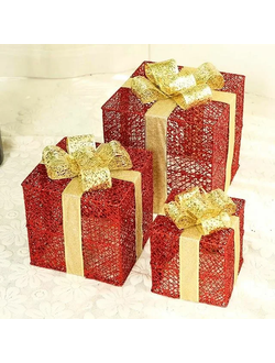 Набор декоративных подарков с подсветкой (КРАСНЫЙ)  1 набор