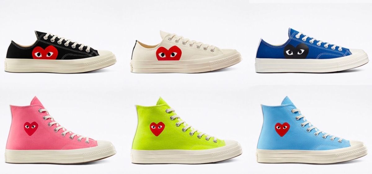 Converse CDG Play с сердечками