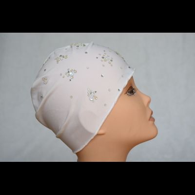 Шапочка для плавания женская с украшениями Vizio 5024 белая