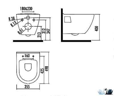 Чаша унитаза CREAVIT Terra TP325-11CB00E-CA00 с декором золото Цветы, подвесная