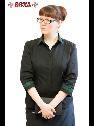 Блуза женская "Русский узор" Черная