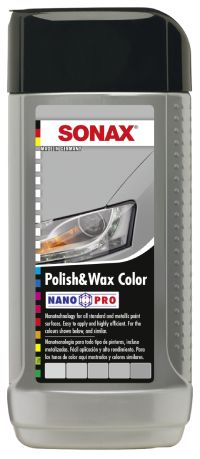 Полироль цветная с воском &quot;SONAX Polish &amp; wax color NanoPro&quot; 250 мл (серебристая)