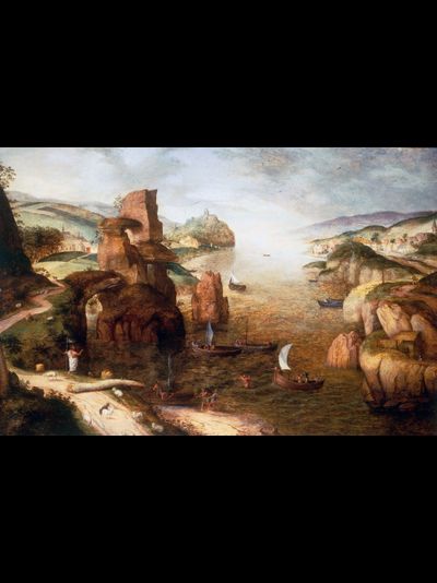 Картина обогреватель, репродукция Питера Брейгеля Пейзаж с Христом и апостолами у Галилейского моря