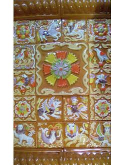 Изразцовое панно "Древние символы" цветное с валиками