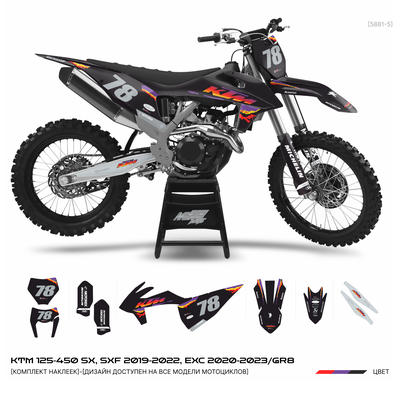 Наклейки на мотоцикл KTM 125-450 SX, SXF 2019-2022, EXC 2020-2023/GR8 #5881-5