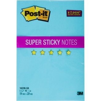 Блок-кубик Post-it Super Sticky 1623R-SB, 150х228, неон синий (90 л)