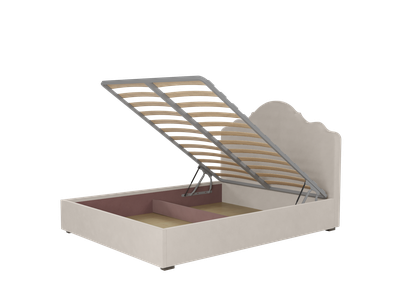 Кровать двуспальная, MyCloud Эльза с подъемным механизмом, бельевым ящиком, мягкое изголовье фигурное