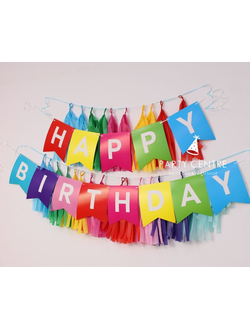 Гирлянда с флажками HB микс яркие