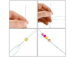 Гибкая игла с очень большим ушком для нанизывания бисера и бусин, длина 75мм - 1шт.