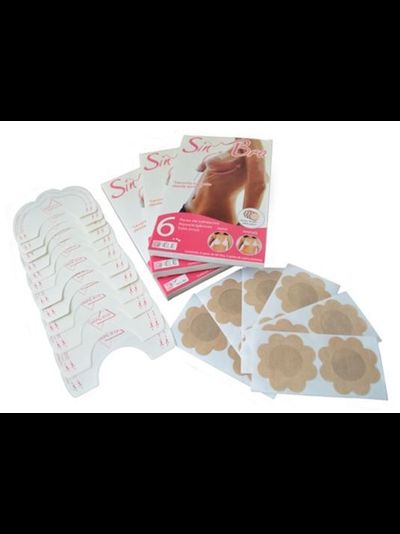 Sin Bra - набор наклеек для поднятия груди (6 пар) + наклейки для сосков (6 пар)