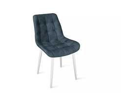 Стул BOSTON (БОСТОН) Белый муар/Велюр V006 бирюзовый