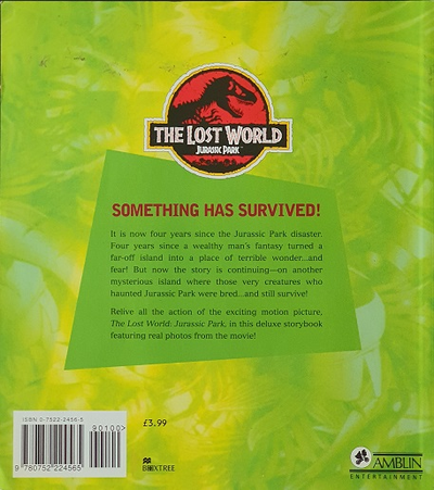 Lost World Jurassic Park The Movie Storybook Back