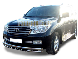 Защита переднего бампера тройная с защитой акула d76/60/42 для Toyota Land Cruiser 200 2007-2012