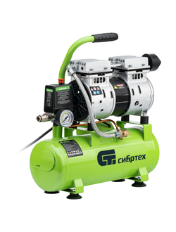 Компрессор безмаслянный малошумный МБ 750/10,750 Вт, 10 л, 150 л/мин Сибртех