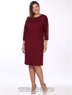 Модель: 1755. Платье из трикотажа в бордовых тонах с кулиской на спинке.
