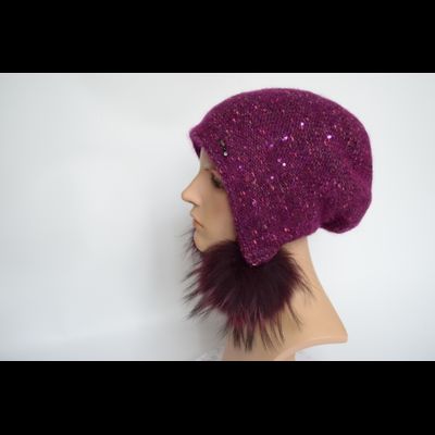 Шапка ушанка фуксия с помпонами Vizio Италия 8022