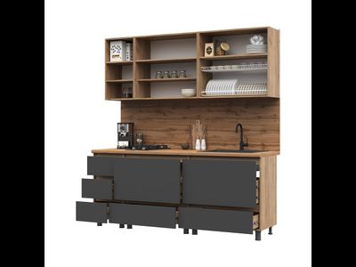 Кухня 2,0 ХЕЛЕН (2000*1900*600мм), Крафт золотой/Графит серый