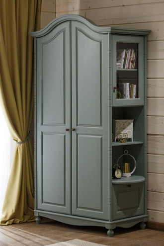 Шкаф Айно 2-створчатый №3 с боковым стеллажом из массива сосны 112 х 62 х 213 см