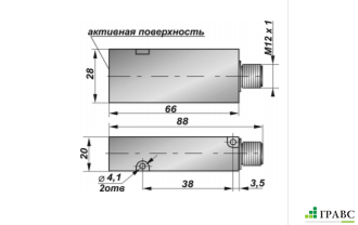 Индуктивный взрывозащищенный датчик SNI 33-5-PL-P12 66x28x20